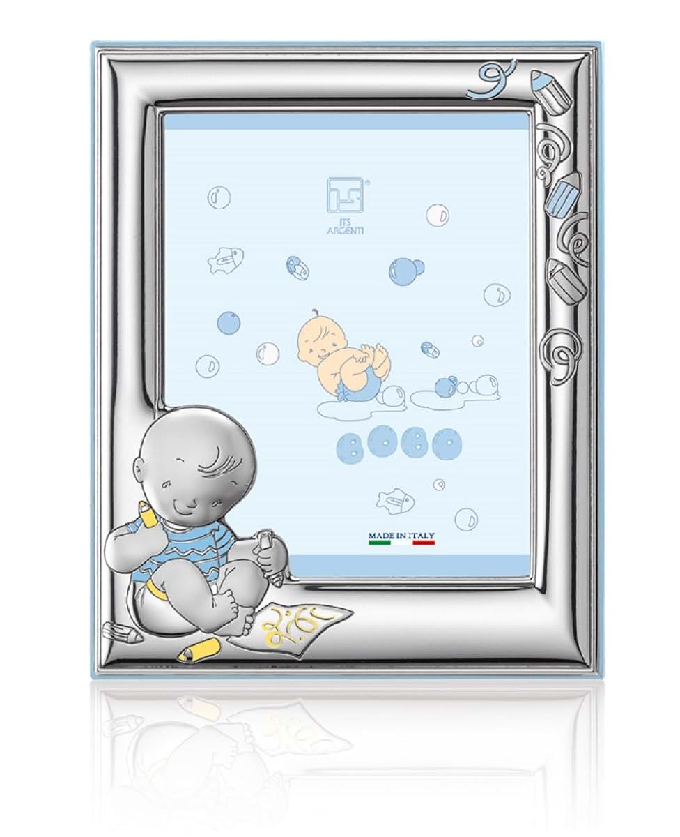 Sterling Touch Sterling Silver Picture Frame With Booklet. 5" X 7". Made In Italy (Boy)