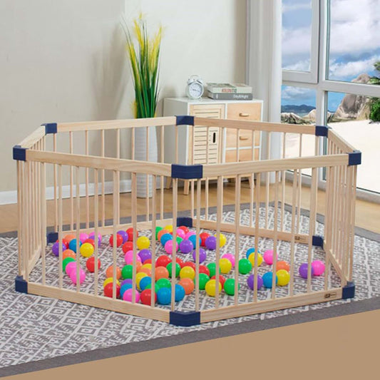 Jolan Playpen for Baby and Toddlers,Baby Playpen Wooden,Hexagonal Baby Fence,Safety Playard,Crawling Playpen,61cm