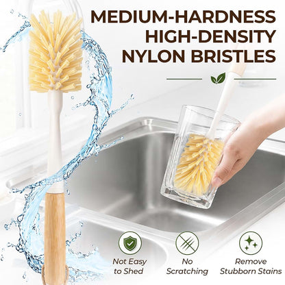 ÖkoStamm 2 Pack 11.4 Inch Bamboo Bottle Brush with Odorless Nylon Bristle (photo 3)
