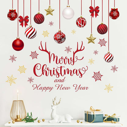 Mfault Christmas and Happy New Year Wall Decals Stickers for Home and Bedroom Decor