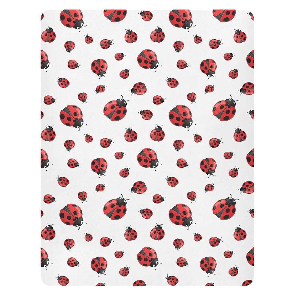 Pfrewn Fitted Crib Sheet, Red Ladybug Stretch Soft Baby Sheet, 52x28IN