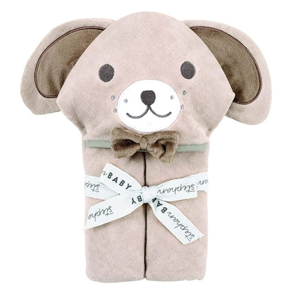 Stephan Baby Hooded Towel - 100% Cotton with Fun Animal Design for Infants and Toddlers, 31" Square, Puppy