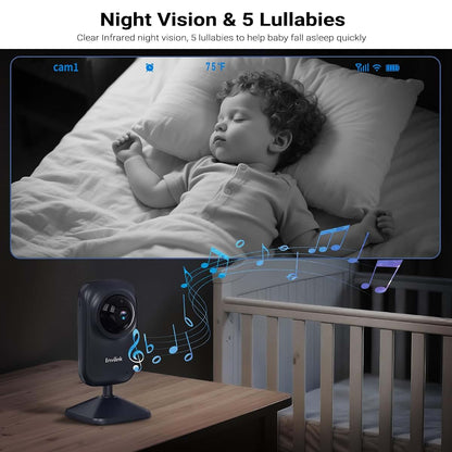 Envilink Video Baby Monitor With 2 Cameras, 2.8" Ips Screen, 1200ft Range, App Connectivity