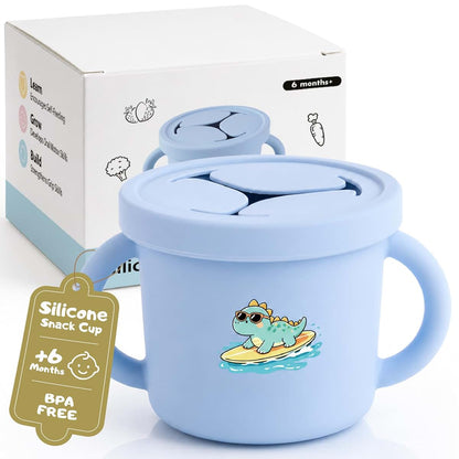 QEQITOS2010 Silicone Snack Cup, Toddler Snack Container, Spill Proof