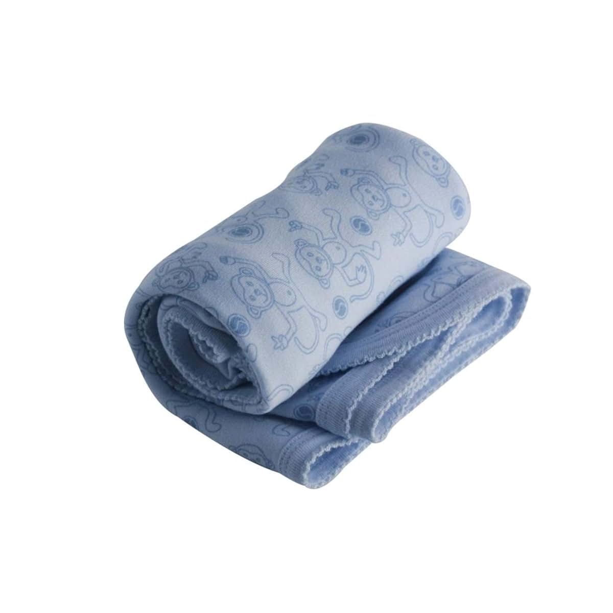 Healthy Body Head To Toe Organic Cotton Receiving Blanket - Blue Monkey