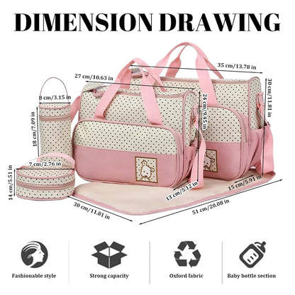 Comebachome Baby Diaper Bags, 5pcs/set Waterproof Diaper Bag Tote Set with Handbags, Bottle Bag, Small Lunch Bag & (photo 4)