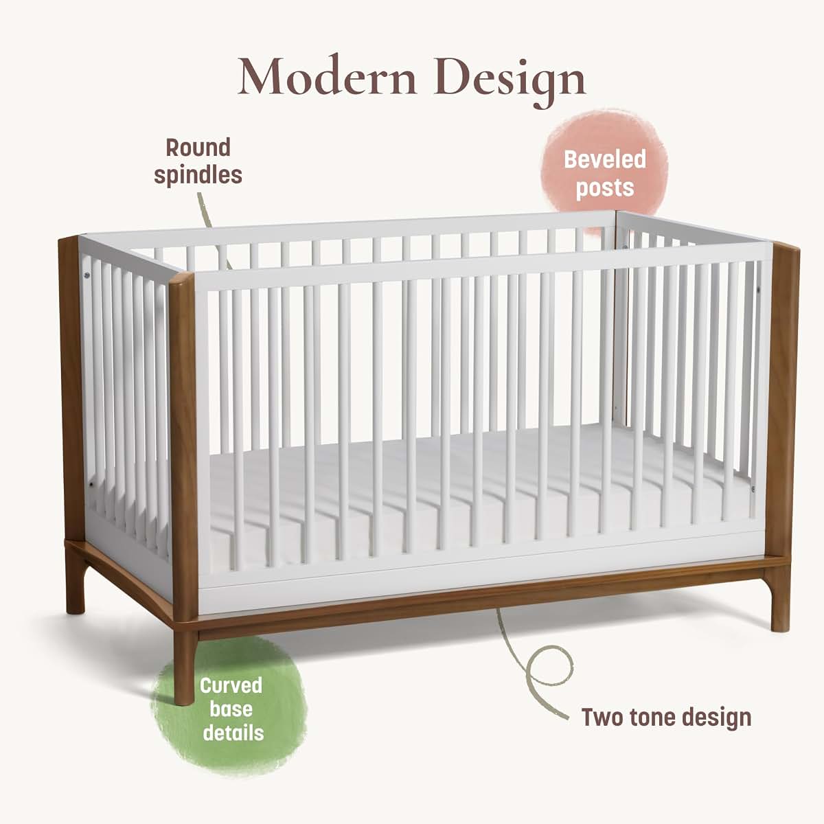 Little Seeds Laurel 4-in-1 Convertible Crib in White/Chestnut