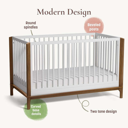 Little Seeds Laurel 4-in-1 Convertible Crib in White/Chestnut