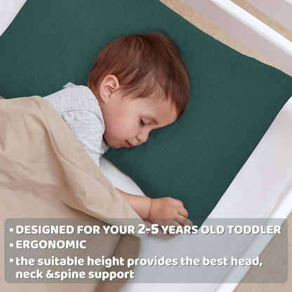 Toddler Pillow with Muslin Cotton Case for Sleep and Travel