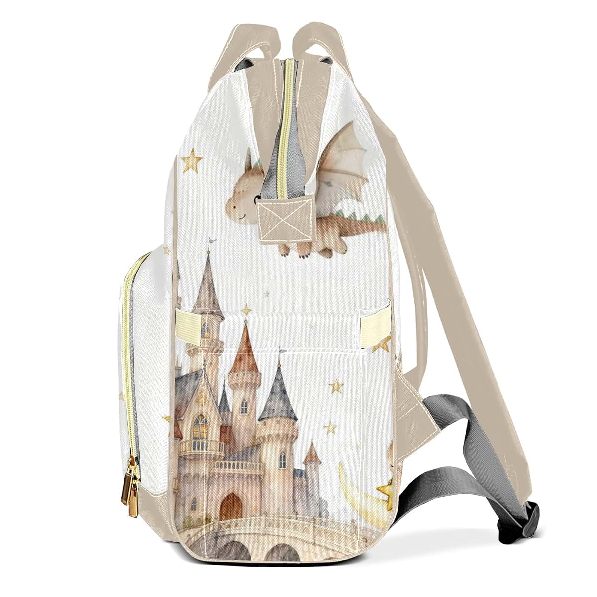 LiSoAkWE Personalized Large Capacity Retro Dragon Moon Stars Diaper Bags,Custom Name Backpack Casual Daypack Bag Nappy