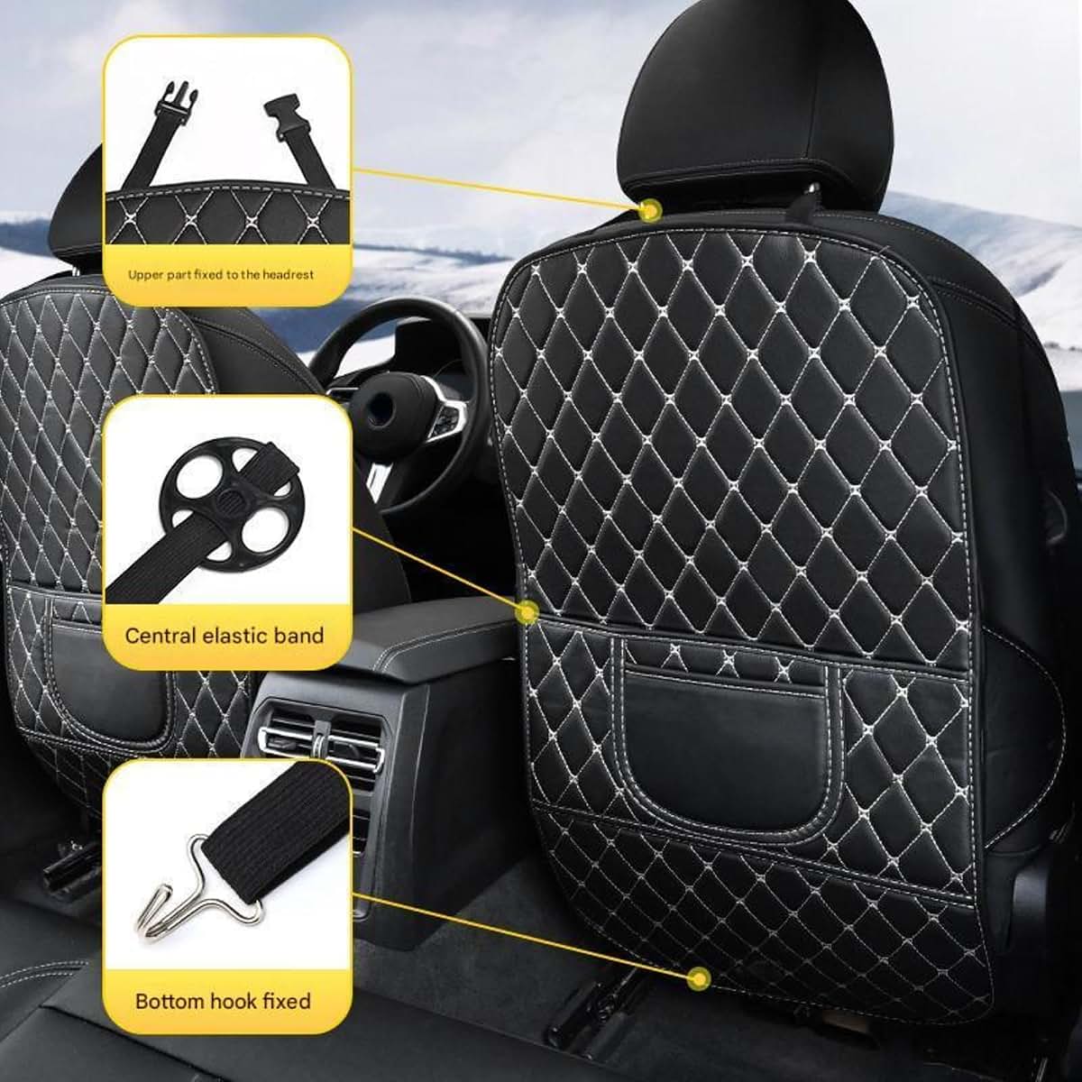 SGMFVXVRO 2pcs Car Seat Back Protectors for Lexus TX 350 500H 550H+ 2024-2025, Leather Backseat Kick Guard Seat Saver (photo 2)