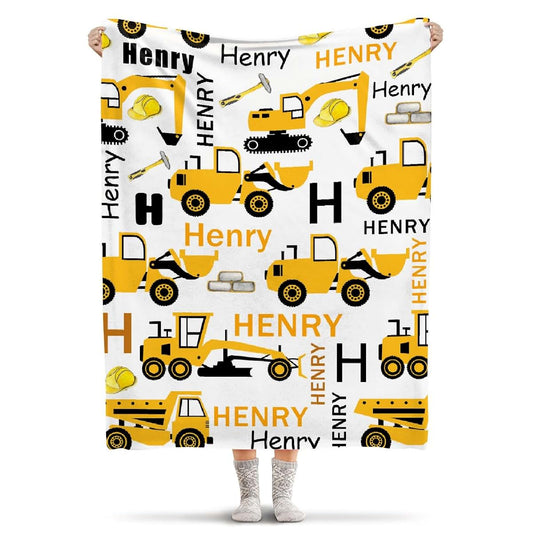 TORTILLAS BLANKET Construction Trucks Blankets with Name, Lightweight for All Seasons, Custom Blanket As Festival Gifts