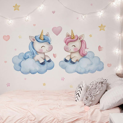 fufuquare Cartoon Pastel Unicorn Wall Stickers Nursery Decor