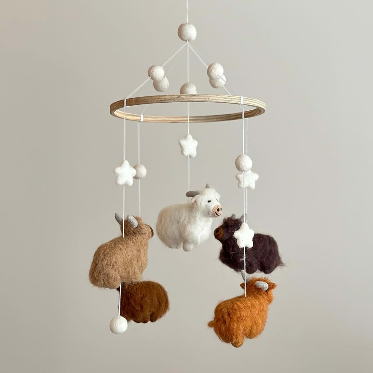 Ganapati Crafts Co. Highland Cow Felt Nursery Mobile (photo 3)