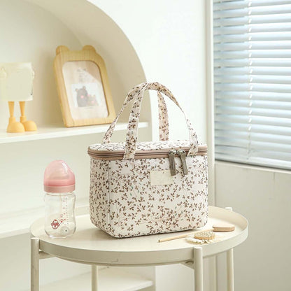ANKICK Insulated Breastmilk Cooler Bag, Floral Quilted Travel Bag for Two 8oz Bottles