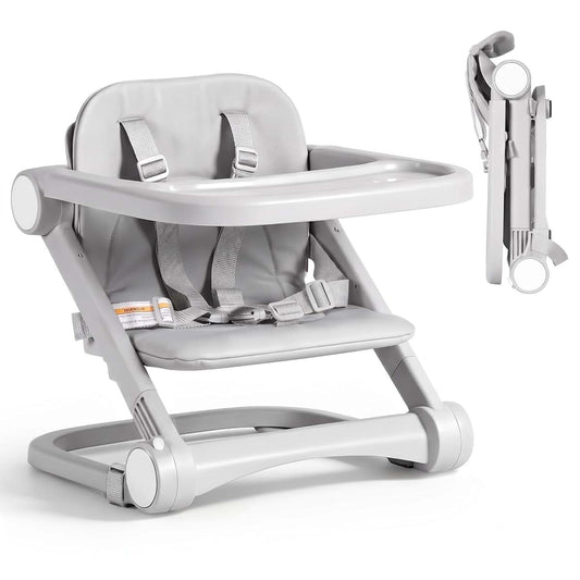 Cutebeams Toddler Booster Seat for Kitchen Chair & Dining Table with Adjustable Tray, 3-in-1 Portable Baby Highchair