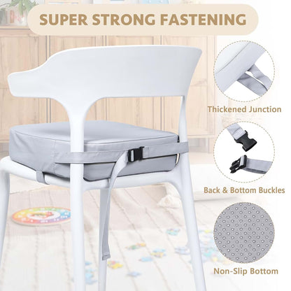 E1F1NN DOT Toddler Booster Seat for Dining Table, Portable with Safety Buckles and Non-Slip Bottom
