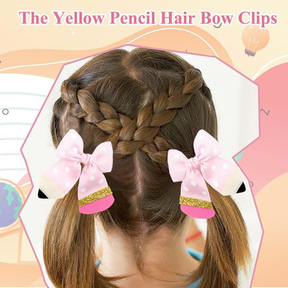 BabyOneStop Pink Pencil Grosgrain Ribbon Hair Bows 2-Pack