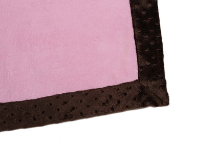 Bacati - Solid Center with Frame Style Border Plush Blanket (Solid Baby Pink/Chocolate Border) (photo 2)