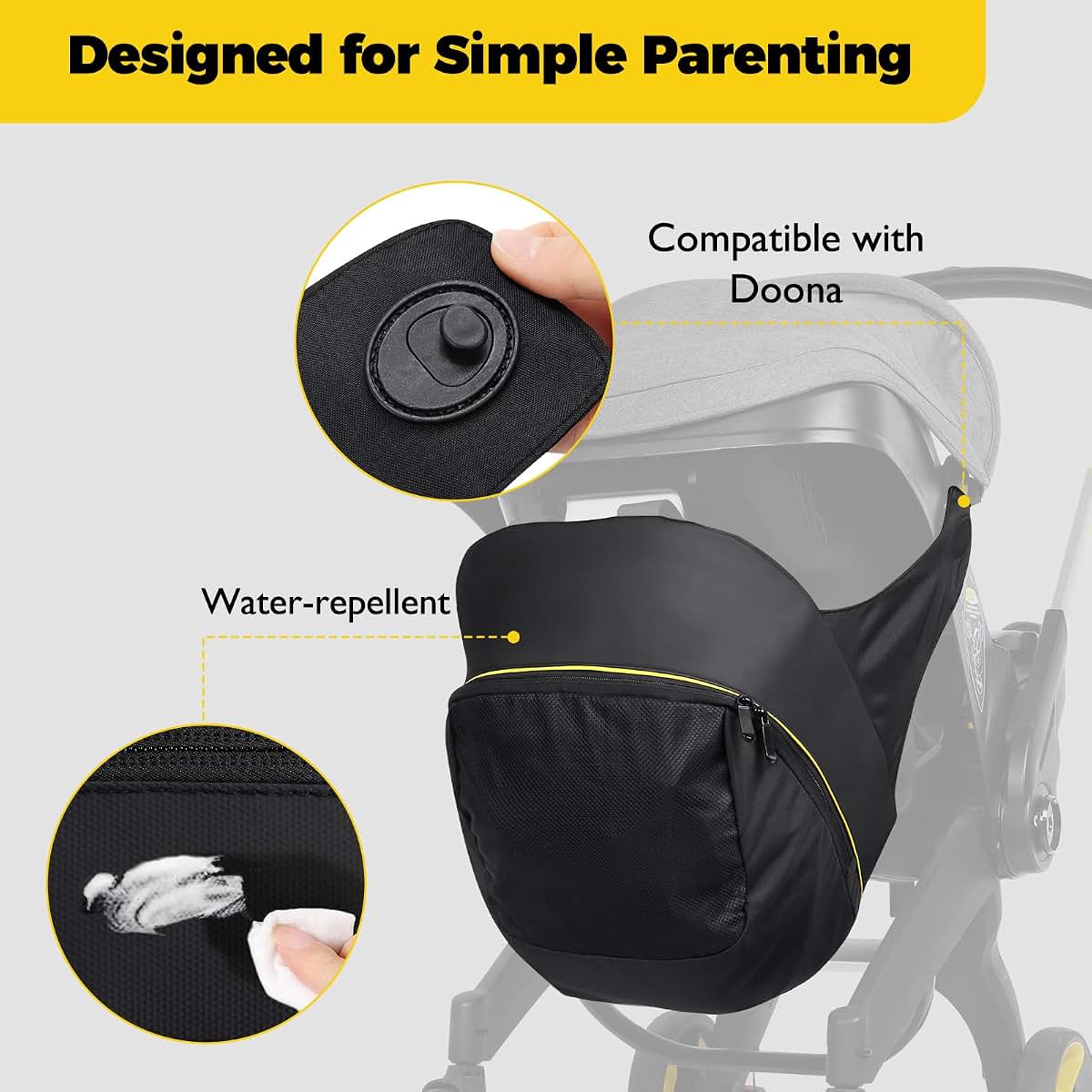 Minne Baby Storage Bag for Doona Infant Car Seat Stroller, Large Capacity Diaper Bag (photo 4)