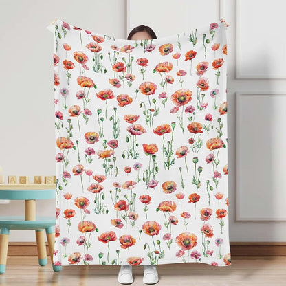 Watercolor Floral Flannel Baby Blanket for Nursery Swaddle Playmat