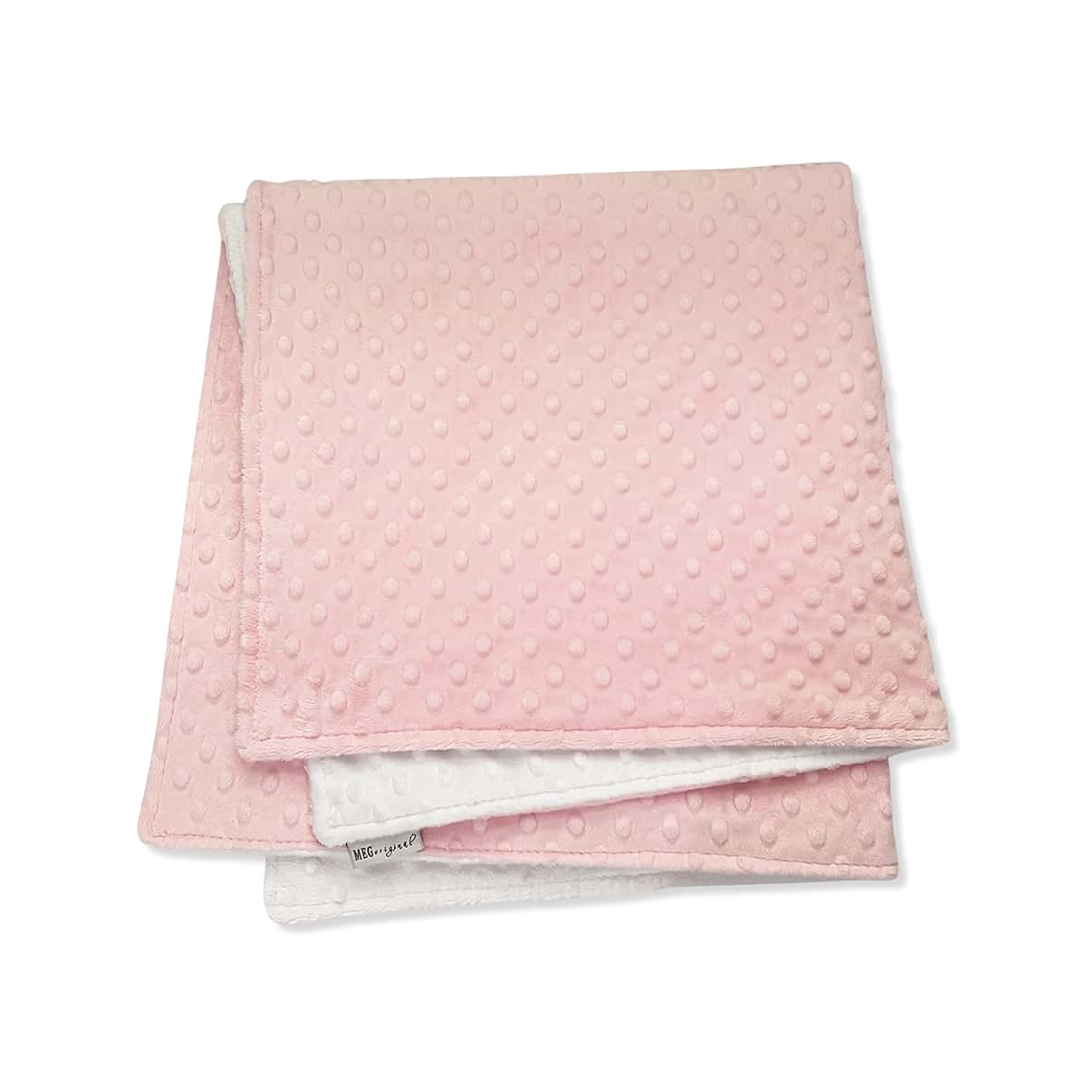 MEG Original Pink and White Minky Dot Baby Blanket