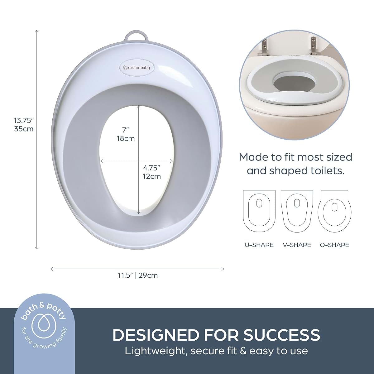 Dreambaby Potty Training Seat with Non-Slip Base, Fits Round and Oval Toilets, Travel-Friendly Toddler Toilet Seat