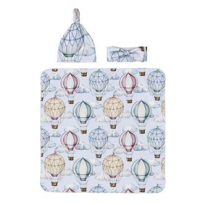 Hot Air Balloons Receiving Blanket Set for Newborn And Toddler Girls