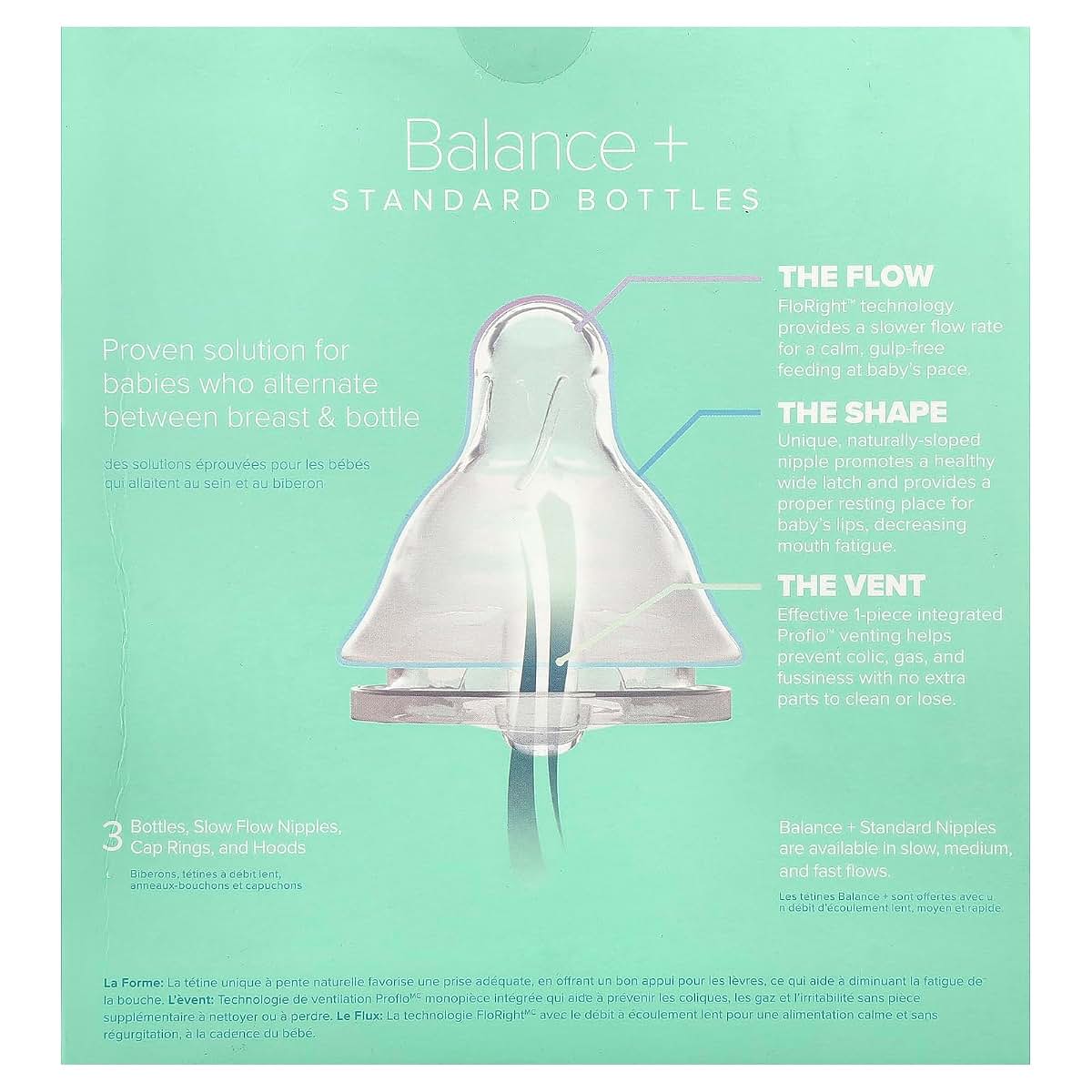 Evenflo Feeding Balance+ Standard Bottles, 9 oz, Slow Flow, 3 Pack (photo 2)