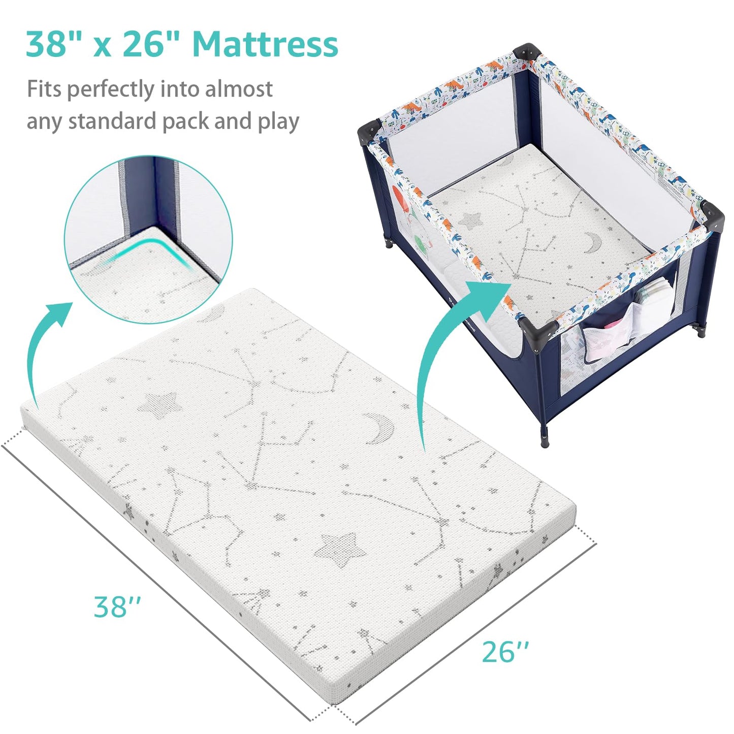 Yening Organic Cotton Pack and Play Mattress Pad