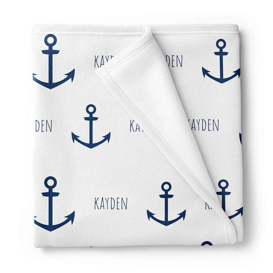 Lovable Gift Co Personalized Anchor Fleece Baby Blanket
