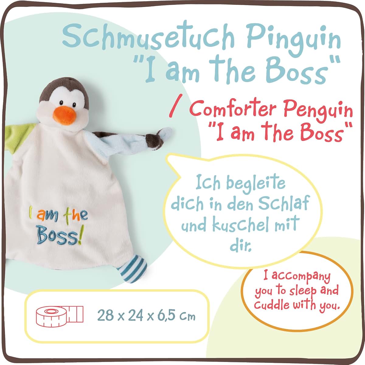NICI Comforter Penguin I Am The Boss Grey Plush Toy