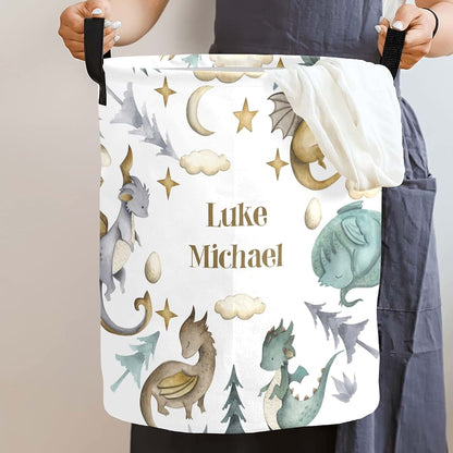 Joyestore Ancient Animals Dragon Watercolor Laundry Basket Hamper (photo 2)