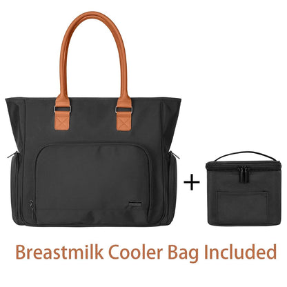 Luxja Breast Pump and Laptop Tote with Milk Cooler Bag