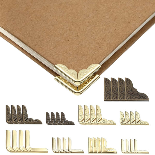 ADLABLD 36Pcs Metal Book Corner Protector, Vintage Photo Corner Protector