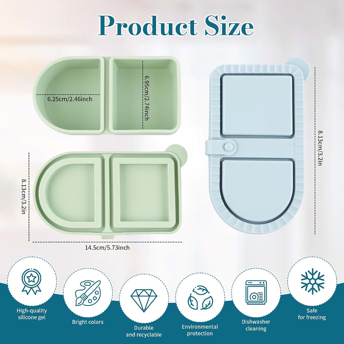 Qingqiuyuda Veggie And Dip Snack Container 2-Pack, Small Divided Snack Box
