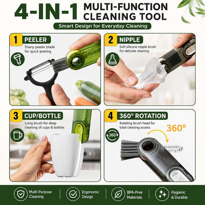 3-in-1 Multi-Function Detail Cleaning Brush for Bottles, Keyboards & Gaps