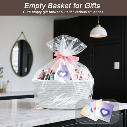 Esme L&H 6pcs Empty Small Gift Baskets with Ribbon & Cards, Cotton Rope for Storage (photo 4)
