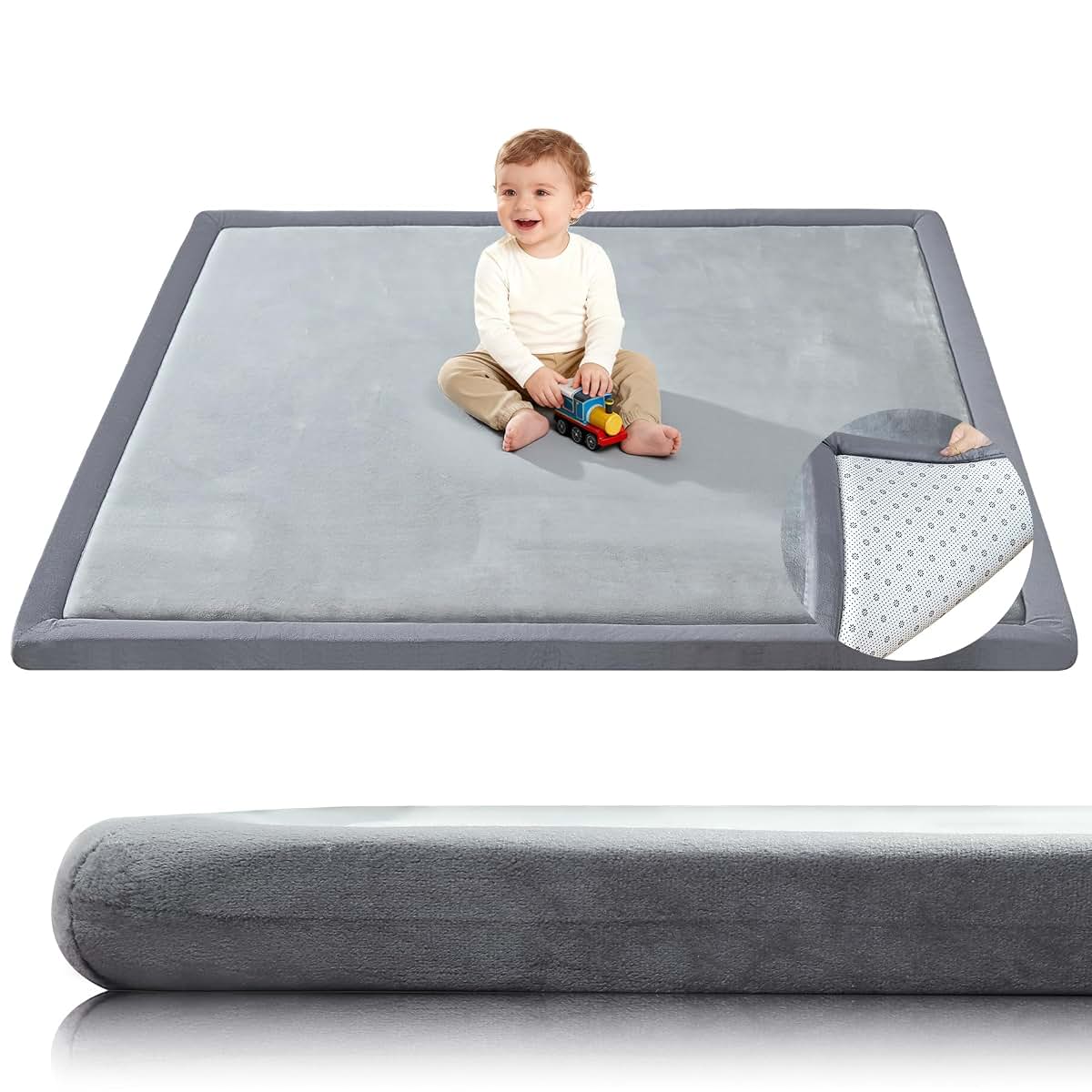 SEPARO Baby Play Mat, 1.3 Inch Thick 50x50 Non-Slip Grey