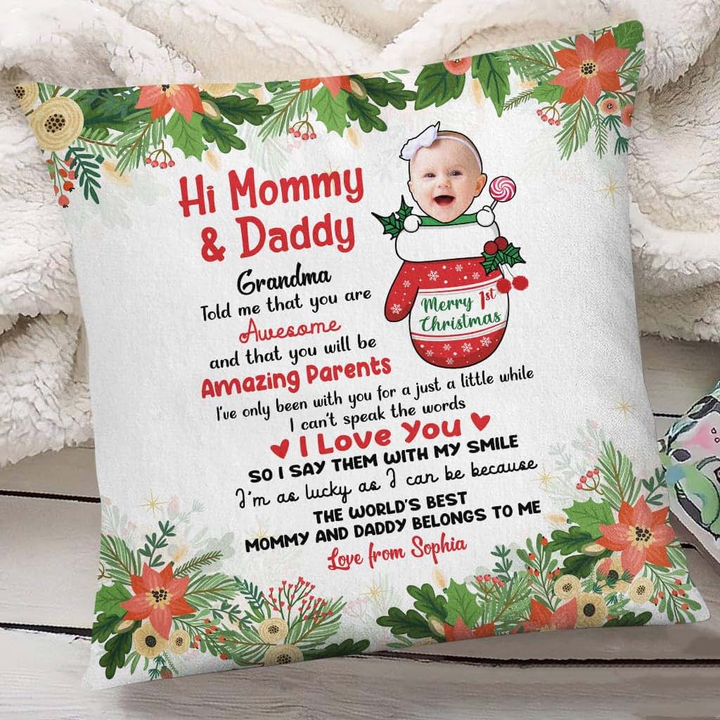 46Custom Personalized Square Pillow for New Parents from Baby Family New Parents Gifts Grandma Told Me You are Awesome