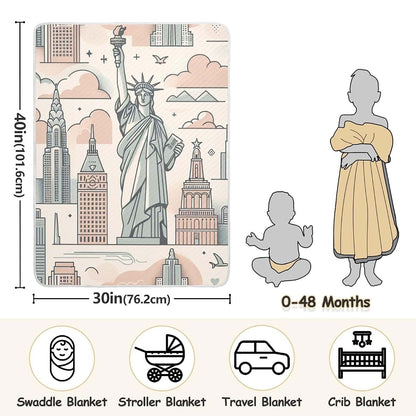 WELLDAY Statue of Liberty Baby Blanket, Ultra Soft 30x40 Inch Cozy Infant Toddler Cover for Crib and Stroller
