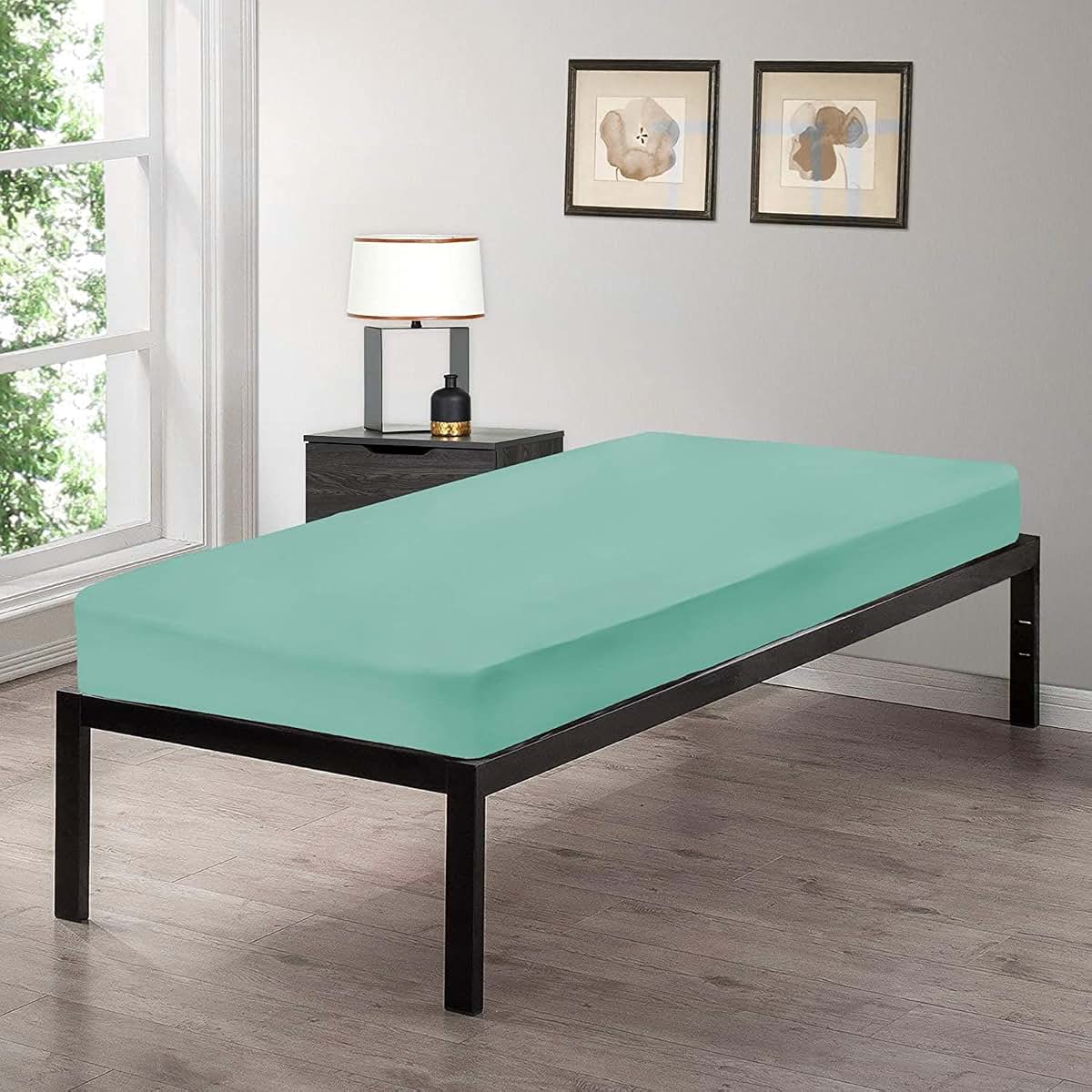 Gilbins Cot Size 30" x 75"x8 Fitted Sheet, Made of Cotton, Perfect for Camp Bunk Beds/RVs/Guest Beds Seafoam