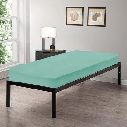 Gilbins Cot Size 30" x 75"x8 Fitted Sheet, Made of Cotton, Perfect for Camp Bunk Beds/RVs/Guest Beds Seafoam