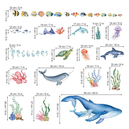 Wondever Under The Sea Wall Decals: Removable Ocean Fish Sticker Set