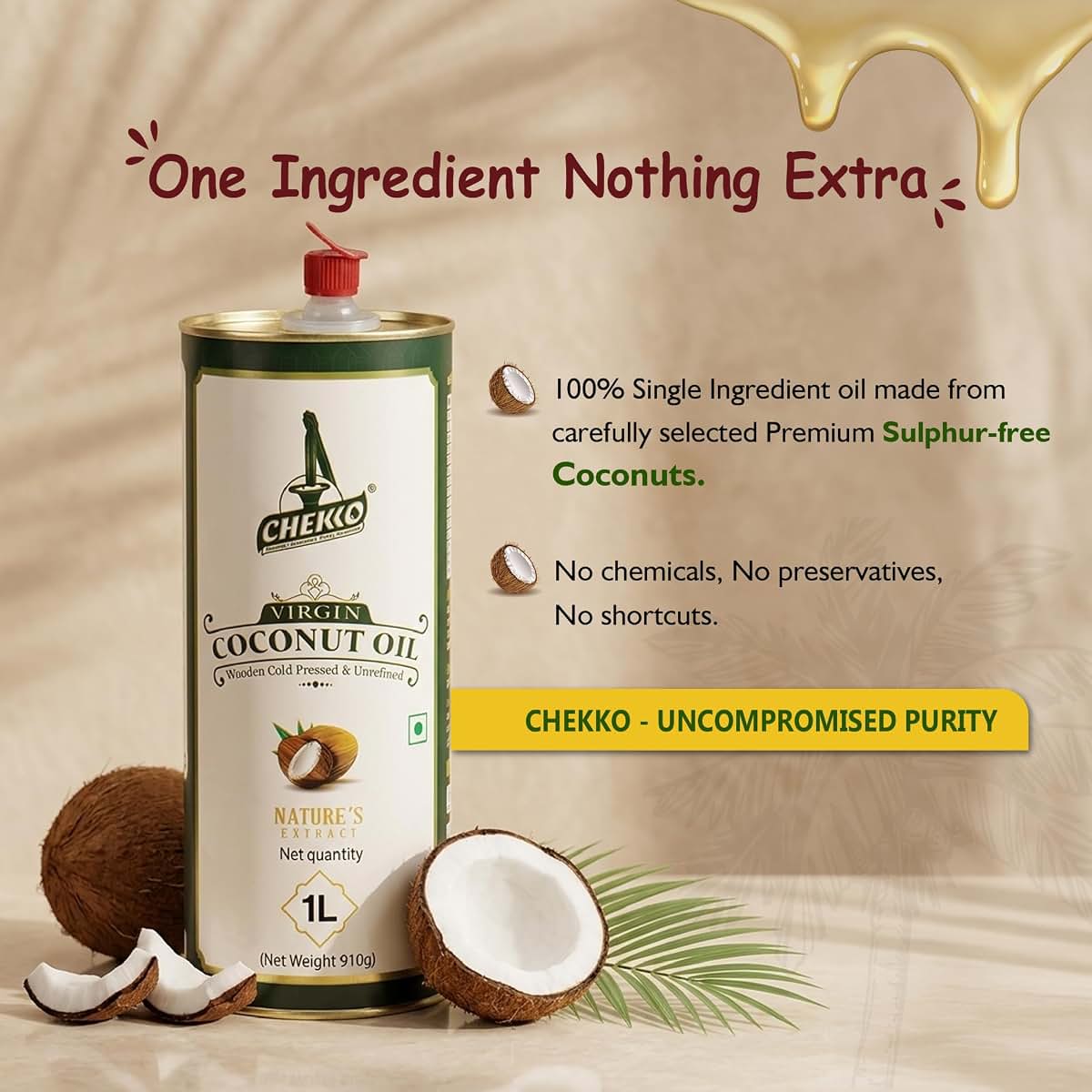 Chekko Cold Pressed Virgin Coconut Oil 1 Litre