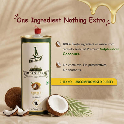 Chekko Cold Pressed Virgin Coconut Oil 1 Litre