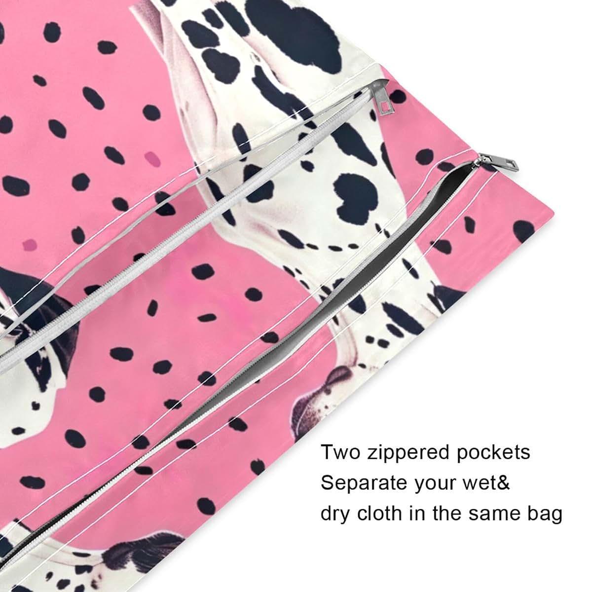 Dalmatian Dog Pattern Wet Dry Bag Set for Diaper & Travel Storage