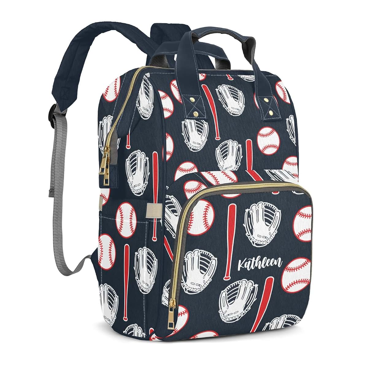 YallLocoMo Personalized Diaper Bag Backpack Name Sport Ball Baseball Multifunction Travel Backpack Nappy Bag Daypack (photo 2)