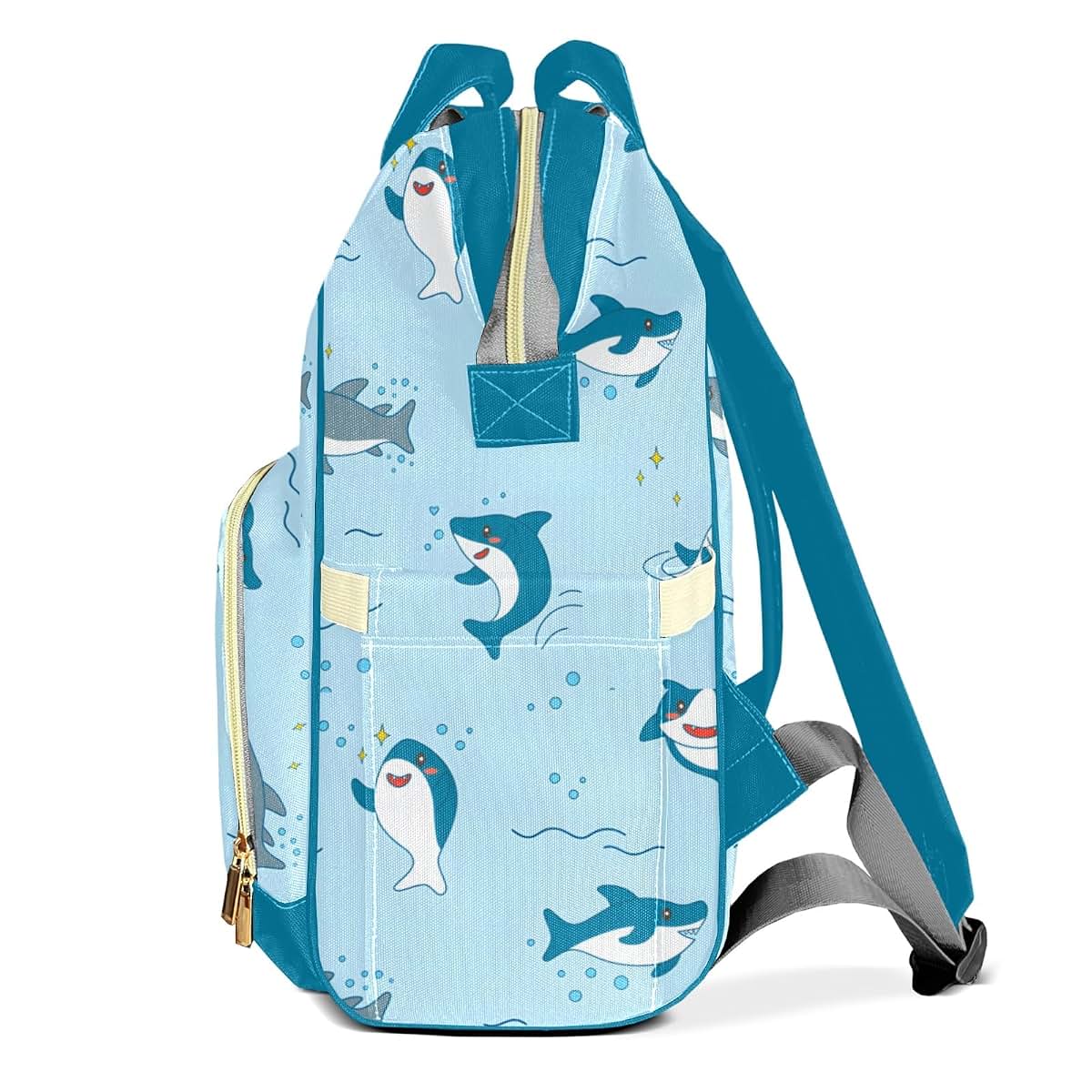 YallLocoMo Personalized Diaper Bag Backpack Gift Cartoon Shark Multi-Purpose Nappy Bag: Ideal for Holidays, Packed with (photo 3)