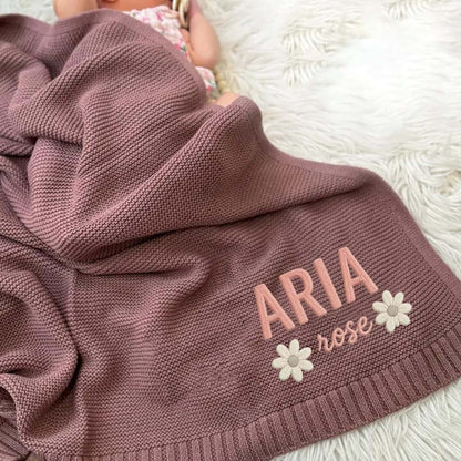 Noni Personalized Knit Embroidered Baby Name Blanket Custom Embroidered Cotton Nursery Blanket Gifts for Newborn Baby (photo 4)